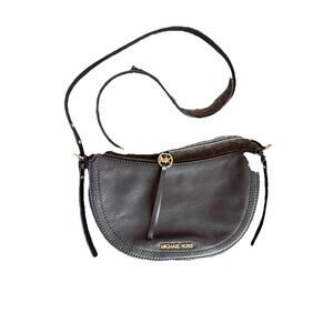 NWT Michael Kors Black Pebbled Leather Crossbody Shoulder Bag Gold Hardware